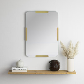 Pera Glass Wall Mirror with Gold Metal Frame