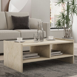 Pera Wooden Coffee Table in Travertine Marble Effect