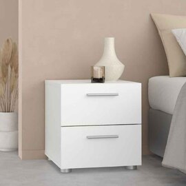 Perkin Wooden Bedside Cabinet With 2 Drawers In White