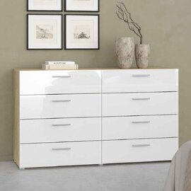 Perkin Wooden Chest Of 8 Drawers In White And Oak