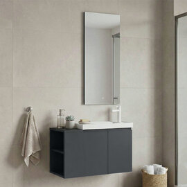 Perla Wooden Wall Mounted Bathroom Furniture Set in Matte Anthracite