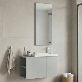 Perla Wooden Wall Mounted Bathroom Furniture Set in Matte Cashmere