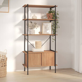 Perry Wooden 5-Tier Shelving Unit In Light Brown