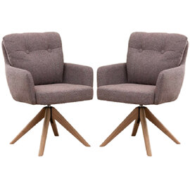 Petaluma Blush Granite Fabric Dining Chairs With Oak Legs In Pair