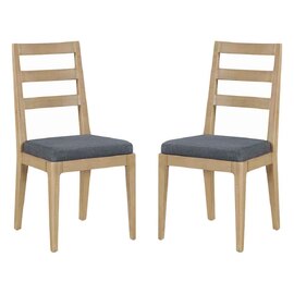 Petaluma Wooden Dining Chairs With Fabric Seat In Pair - Oak