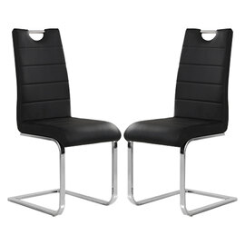 Petra Black Faux Leather Dining Chairs In Pair