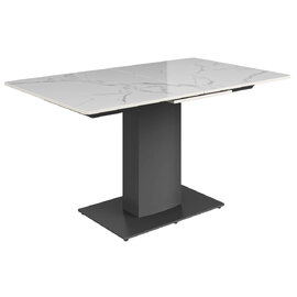 Pevely Sintered Stone Ceramic Extending Dining Table In Gloss White