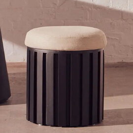 Phoenix Wooden Stool With Fabric Seat In Black