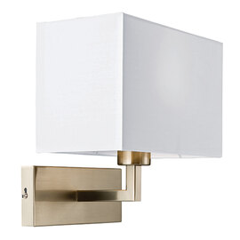 Piccolo White Fabric Wall Light In Satin Nickel