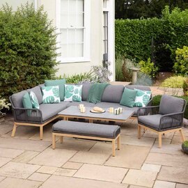 Piero Aluminium Adjustable Table Modular Dining Set in Charcoal Grey and Oak