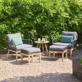 Piero Aluminium Garden Lounge Set in Charcoal Grey and Oak