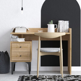 Pinnacle Wooden Laptop Desk with 2 Drawers in Oak