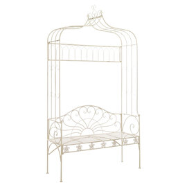 Piper 122cm Wrought Iron Garden Seating Bench In Antique White