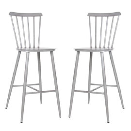 Piper Vintage Grey Outdoor Aluminium Bar Chairs In Pair