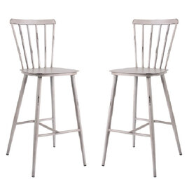 Piper Vintage White Outdoor Aluminium Bar Chairs In Pair