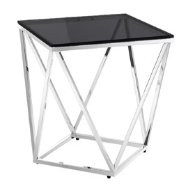 Pittsburgh Smoked Glass Side Table With Stainless Steel Frame