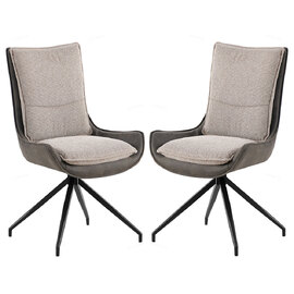 Plano Grey Fabric Dining Chairs With Black Legs In Pair