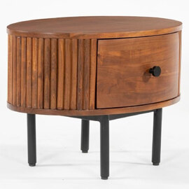 Plano Wooden Side Table With 1 Drawer In Walnut