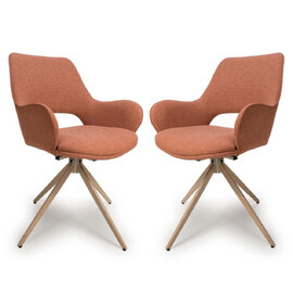 Playa Brick Fabric Dining Chairs In Pair