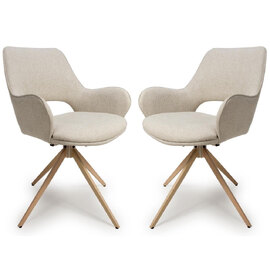 Playa Natural Fabric Dining Chairs In Pair