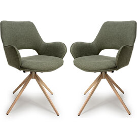 Playa Sage Fabric Dining Chairs In Pair