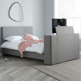 Plazas Fabric King Size TV Bed In Grey