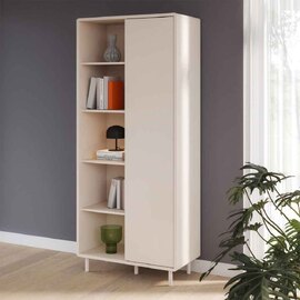 Plyna Tall Wooden Display Cabinet with 1 Doors in Sand