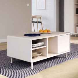 Plyna Wooden Coffee Table with 1 Door in Sand