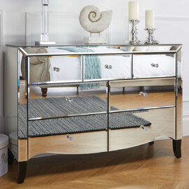 Polearm Mirrored Chest Of 7 Drawers In Silver