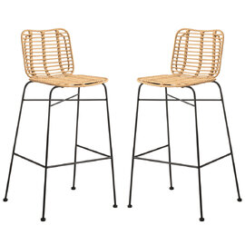 Ponoka Natural Rattan Stacking Bar Stools In Pair