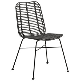 Ponoka Rattan Outdoor Stacking Side Chair In Black
