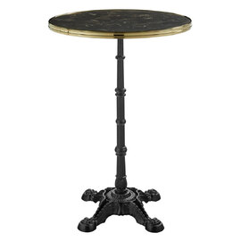 Pontiac 60cm Gold Rim Wooden Bar Height Table In Black Marble