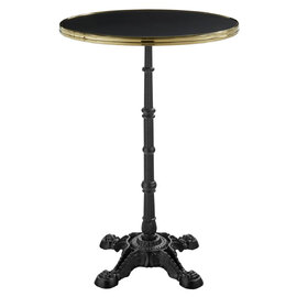Pontiac 60cm Gold Rim Wooden Bar Height Table In Black