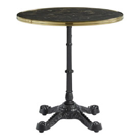 Pontiac 60cm Gold Rim Wooden Bistro Table In Black Marble