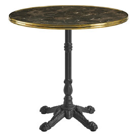 Pontiac 70cm Gold Rim Wooden Bistro Table In Black Marble Effect