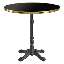Pontiac 70cm Gold Rim Wooden Bistro Table In Dark Marble Effect