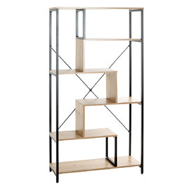 Pontiac Wooden Bookcase With 5 Shelves In Oak And Black