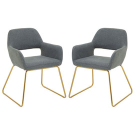 Porrima Grey Fabric Dining Chairs With Gold Base In A Pair