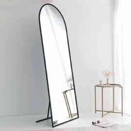 Portal Glass Cheval Mirror with Black Metal Frame