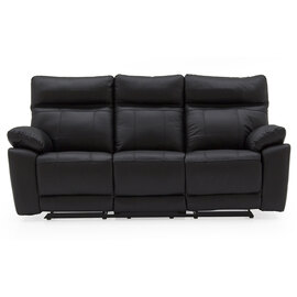 Posit Recliner Leather 3 Seater Sofa In Black
