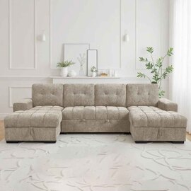 Positano Fabric U Shape Corner Sofa in Beige