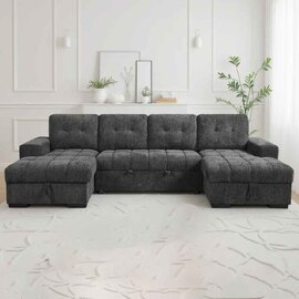 Positano Fabric U Shape Corner Sofa in Grey