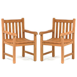 Prague Teak Wooden Outdoor Arm Chairs In Pair