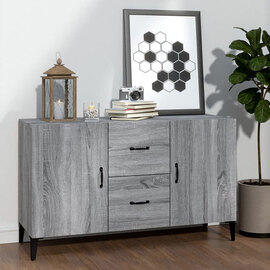 Precia Wooden Sideboard With 2 Door 2 Drawer In Grey Sonoma Oak