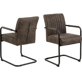 Preston Anthracite Fabric Dining Chairs In Pair