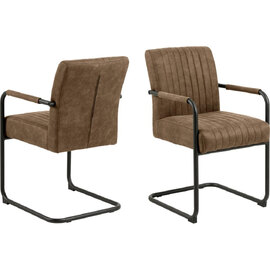 Preston Light Brown Fabric Dining Chairs In Pair