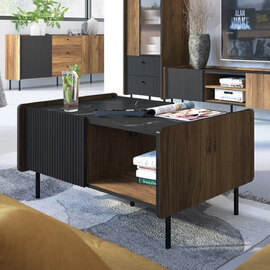 Preston Wooden Coffee Table With 2 Doors In Oak Walnut
