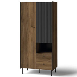Preston Wooden Wardrobe With 2 Doors In Oak Walnut