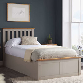 Preswick Wooden Ottoman Storage Single Bed in Pearl Grey