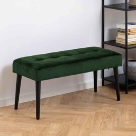 Primm Fabric Dining Bench With Black Legs - Forest Green